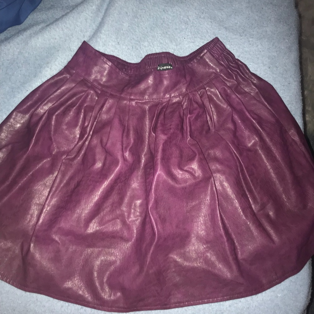 Shinesdar Faux Leather Skirt